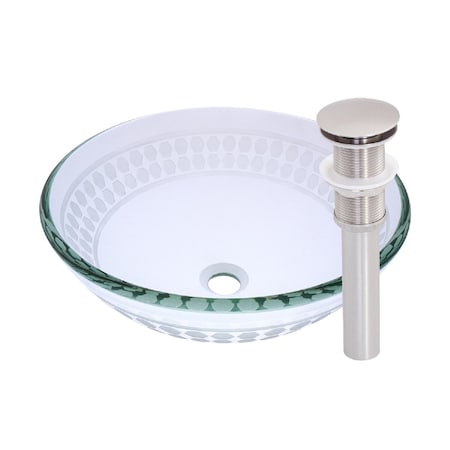 Novatto IMPONEREN Glass Vessel Bathroom Sink Set, Brushed Nickel TIS-158BN